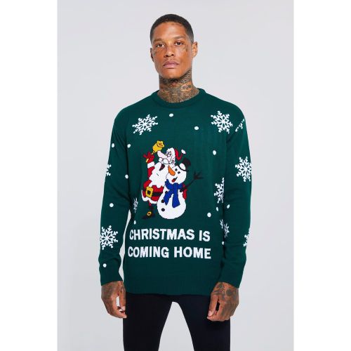 Pull de Noël foot à slogan Christmas is Coming Home - M - Boohooman - Modalova