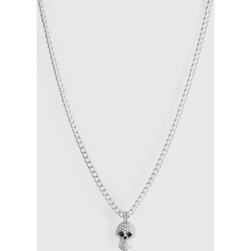 Collier à pendentif crâne strassé - ONE SIZE - Boohooman - Modalova