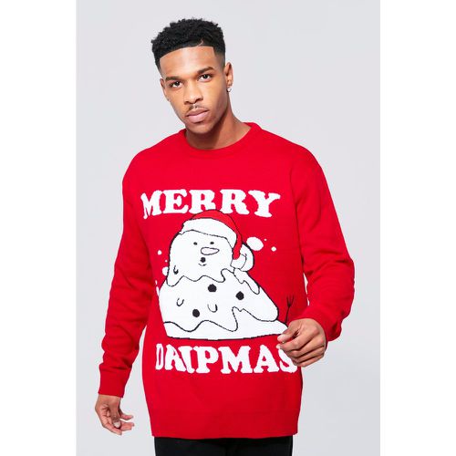 Pull de Noël à slogan Merry Dripmas - S - Boohooman - Modalova