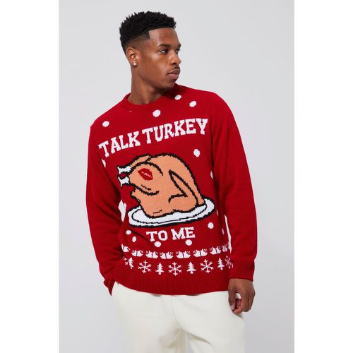 Pull de Noël à slogan Talk Turkey To Me - S - Boohooman - Modalova