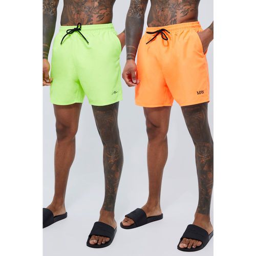 Lot de 2 shorts de bain mi-longs à logo - S - Boohooman - Modalova