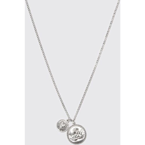 Collier à double pendentif chérubin - ONE SIZE - Boohooman - Modalova