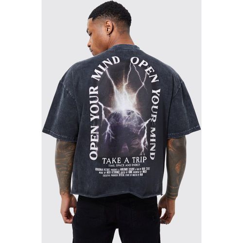 T-shirt oversize imprimé à bords bruts - S - Boohooman - Modalova