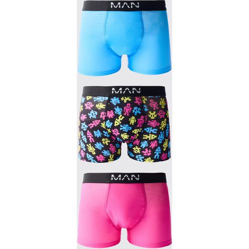 Lot de 3 boxers à imprimé gamer rétro - S - Boohooman - Modalova