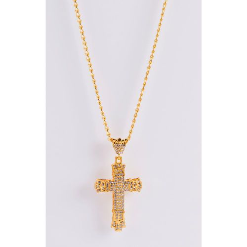 Collier à pendentif croix strassé - ONE SIZE - Boohooman - Modalova