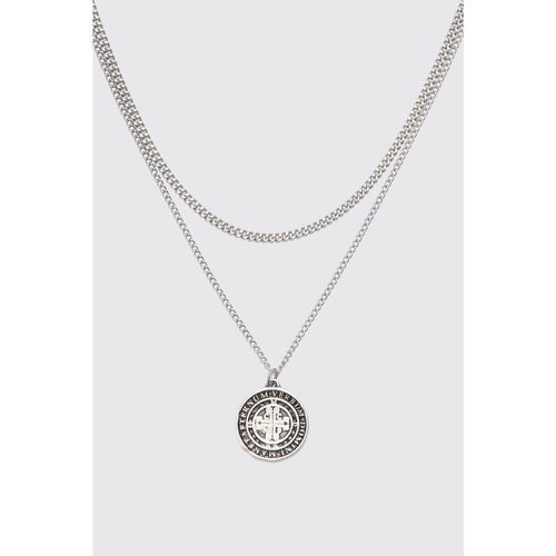 Collier à chaîne double et pendentif pièce - ONE SIZE - Boohooman - Modalova