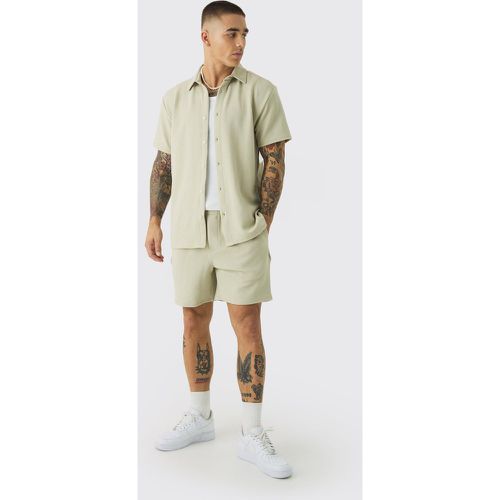 Ensemble en jersey avec chemise et short - S - Boohooman - Modalova