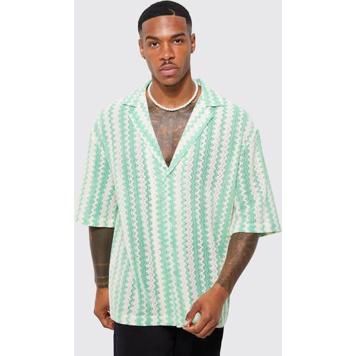 Chemise à imprimé zigzag et manches courtes - S - Boohooman - Modalova