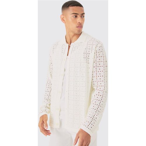 Chemise oversize en crochet à manches longues homme - XS - Boohooman - Modalova