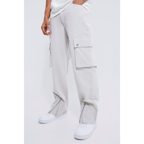 Pantalon cargo ample zippé - Boohooman - Modalova