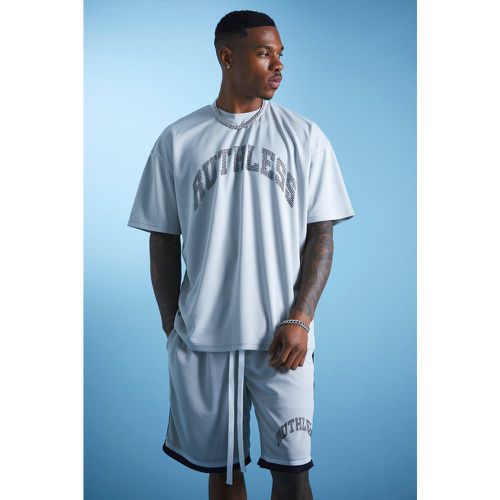 Lil Tjay T-shirt oversize en mesh strassé - Boohooman - Modalova