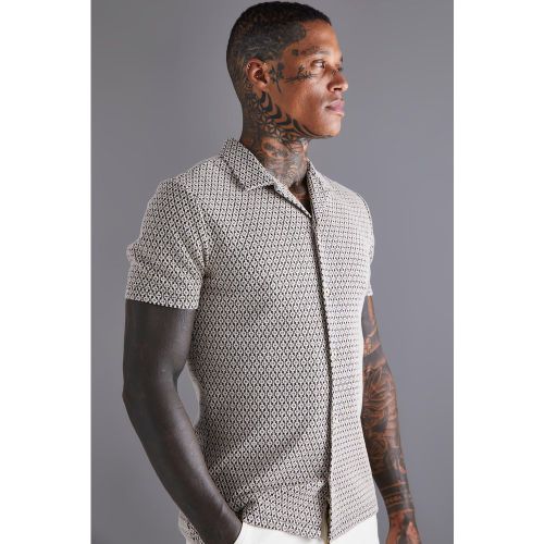 Chemise moulante à imprimé géométrique - S - Boohooman - Modalova