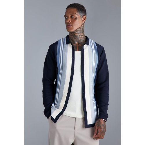 Long Sleeve Colour Block Knitted Shirt - S - Boohooman - Modalova