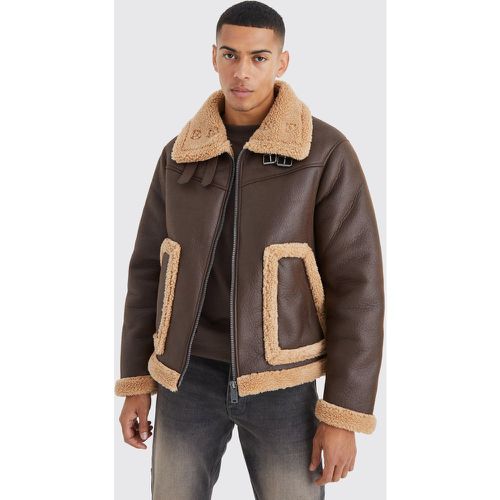 Veste aviateur à bordures en polaire - XL - Boohooman - Modalova