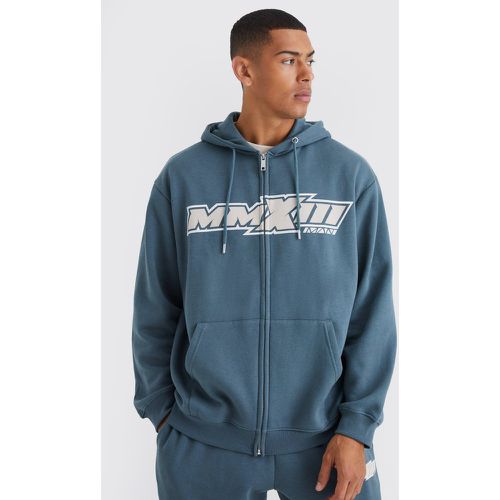 Sweat à capuche oversize zippé imprimé moto - S - Boohooman - Modalova