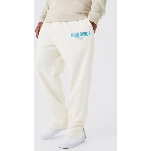 Grande taille - Jogging fendu à slogan Worldwide - XXXXL - Boohooman - Modalova