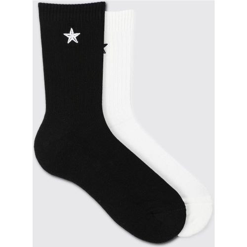 Lot de 2 paires chaussettes à imprimé étoile - ONE SIZE - Boohooman - Modalova