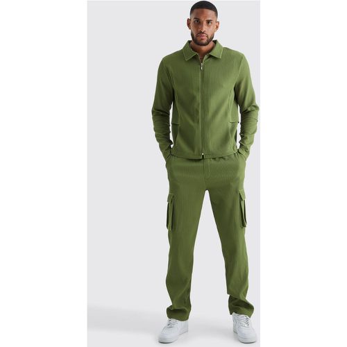 Tall - Ensemble avec chemise zippée et pantalon cargo - M - Boohooman - Modalova