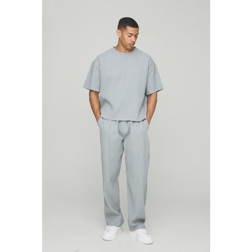 Ensemble oversize plissé avec t-shirt et pantalon large homme - S - Boohooman - Modalova