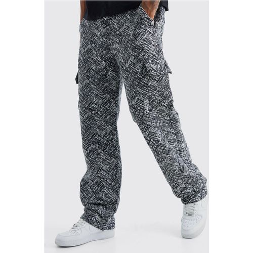 Tall - Pantalon cargo large à motif tapisserie - 34 - Boohooman - Modalova