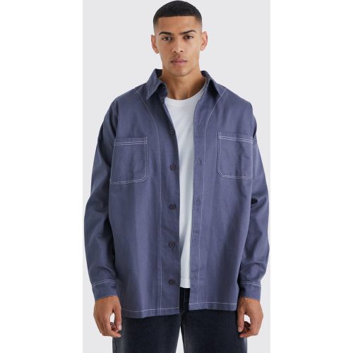 Surchemise oversize à coutures contrastantes - L - Boohooman - Modalova