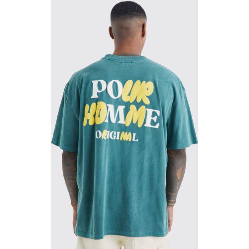 T-shirt oversize délavé à slogan - L - Boohooman - Modalova