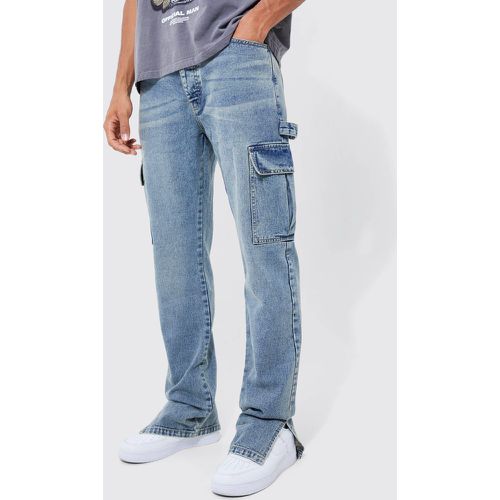 Tall - Jean cargo droit fendu homme - 40 - Boohooman - Modalova