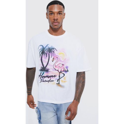 T-shirt oversize à slogan Paradise Island - Boohooman - Modalova