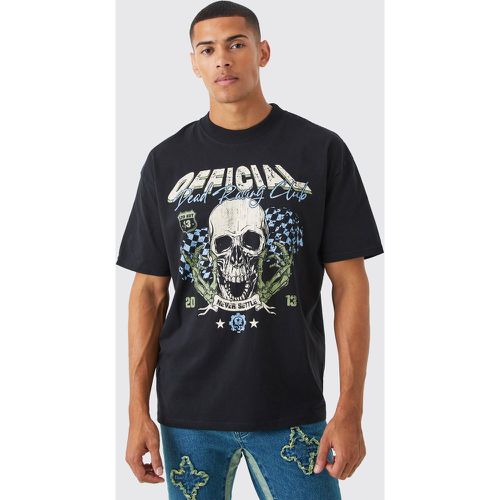 T-shirt oversize épais imprimé moto - M - Boohooman - Modalova