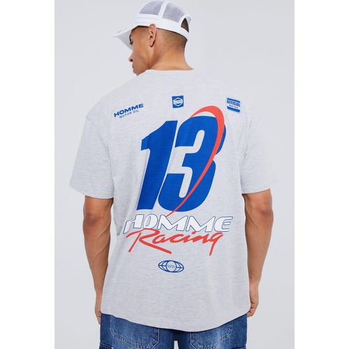 T-shirt oversize imprimé drapeau de course - Boohooman - Modalova