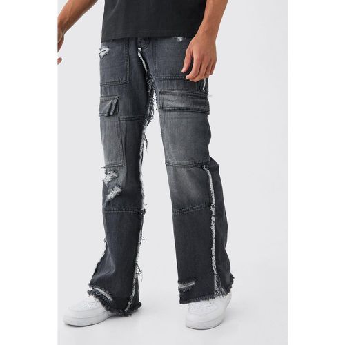 Jean cargo ample à bords effilochés homme - 30R - Boohooman - Modalova