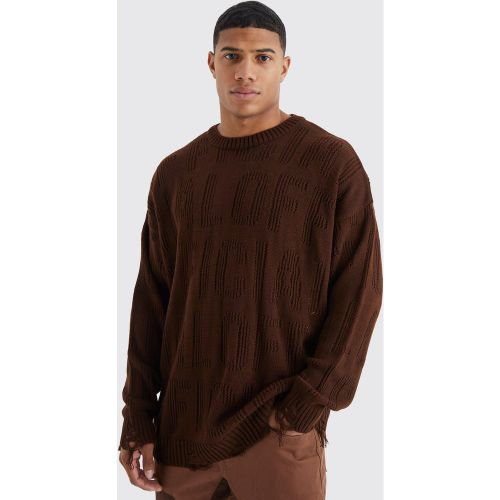 Pull oversize déchiré - Official - L - Boohooman - Modalova