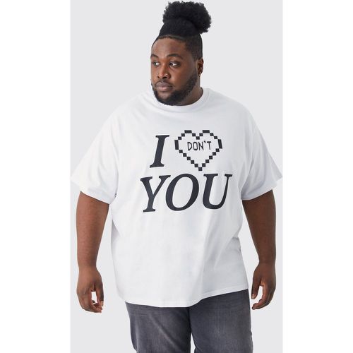 Grande taille - T-shirt oversize à imprimé I Don't Love You - Boohooman - Modalova