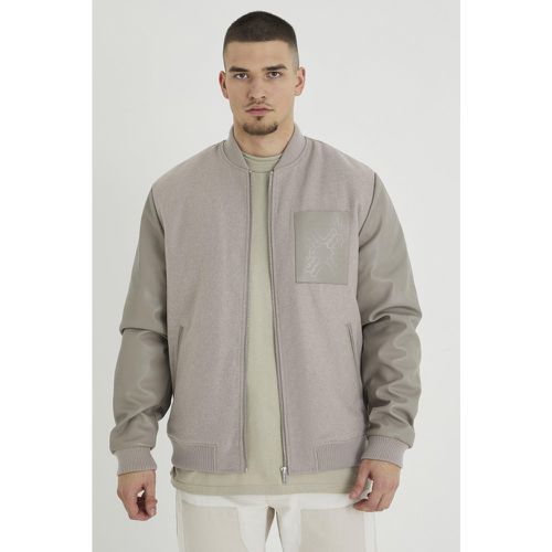 Tall - Bomber droit en feutre homme - S - Boohooman - Modalova