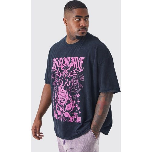 Grande taille - T-shirt délavé à imprimé rose - XXXL - Boohooman - Modalova