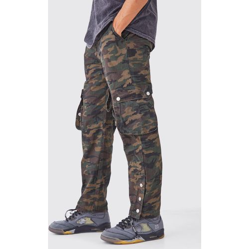 Pantalon droit à imprimé camouflage - Boohooman - Modalova