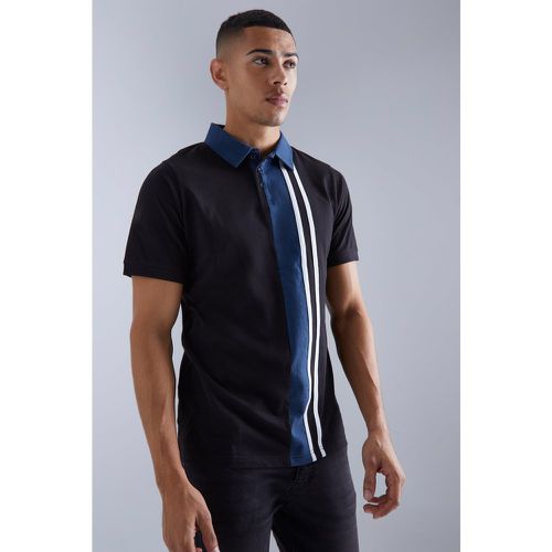 Polo rayé color block - M - Boohooman - Modalova