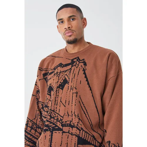 Tall - Pull oversize imprimé - L - Boohooman - Modalova