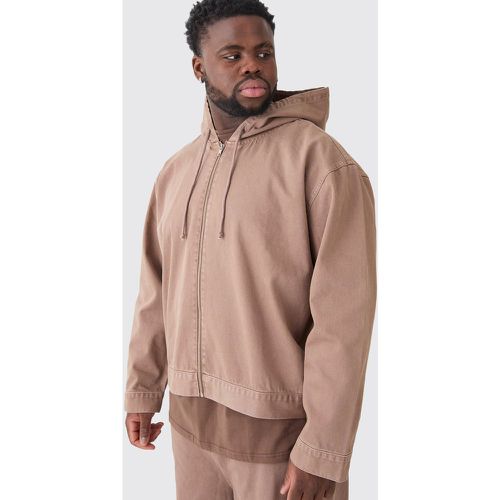 Grande taille - Sweat à capuche surteint en jean zippé homme - XXXL - Boohooman - Modalova