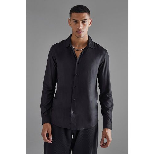 Chemise unie en viscose à manches longues - L - Boohooman - Modalova