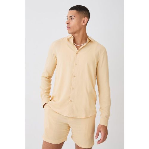 Chemise unie en viscose à manches longues - S - Boohooman - Modalova