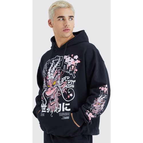 Sweat à capuche oversize à imprimé dragon - M - Boohooman - Modalova