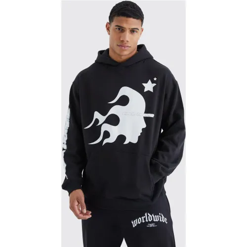 Sweat à capuche oversize imprimé - M - Boohooman - Modalova