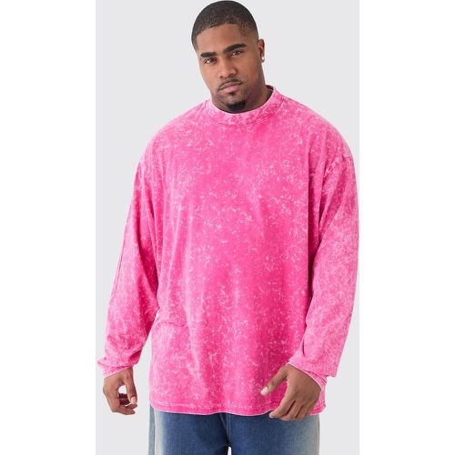 Grande taille - T-shirt oversize délavé à manches longues - XXL - Boohooman - Modalova