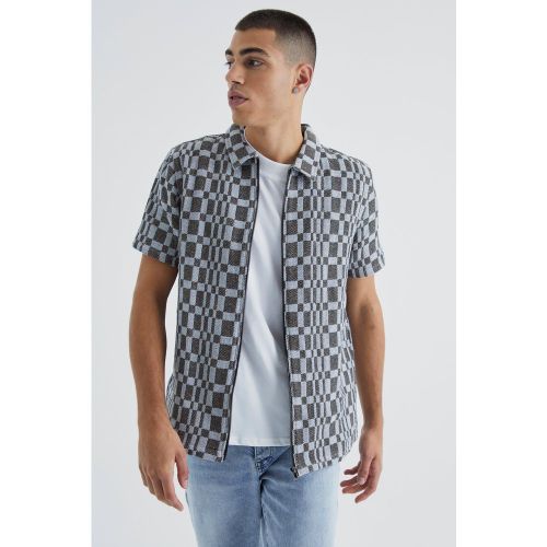 Surchemise zippée à carreaux - M - Boohooman - Modalova