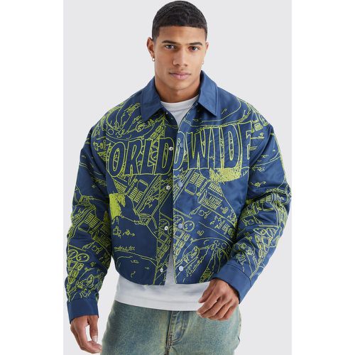 Bomber oversize en nylon à broderie homme - XL - Boohooman - Modalova