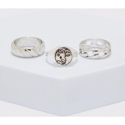 Lot de 3 bagues strassées - M/L - Boohooman - Modalova