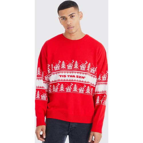 Pull de Noël oversize à slogan Tiz Tha Szn - S - Boohooman - Modalova