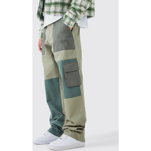 Pantalon cargo ample color block - 30 - Boohooman - Modalova