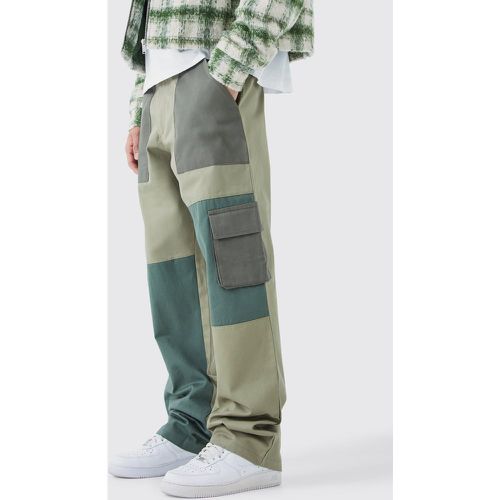 Pantalon cargo ample color block - Boohooman - Modalova